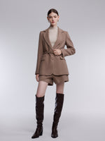 Washable Cashmere Wool Blend Women Belted Blazer GOELIA