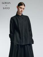 18MM Gambiered Canton Gauze Women H-Line Blouse GOELIA