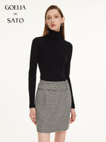 100% Wool Turtleneck Women Knit Top GOELIA