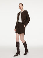 Cashmere Washable Wool Blend Women Cropped Jacket GOELIA