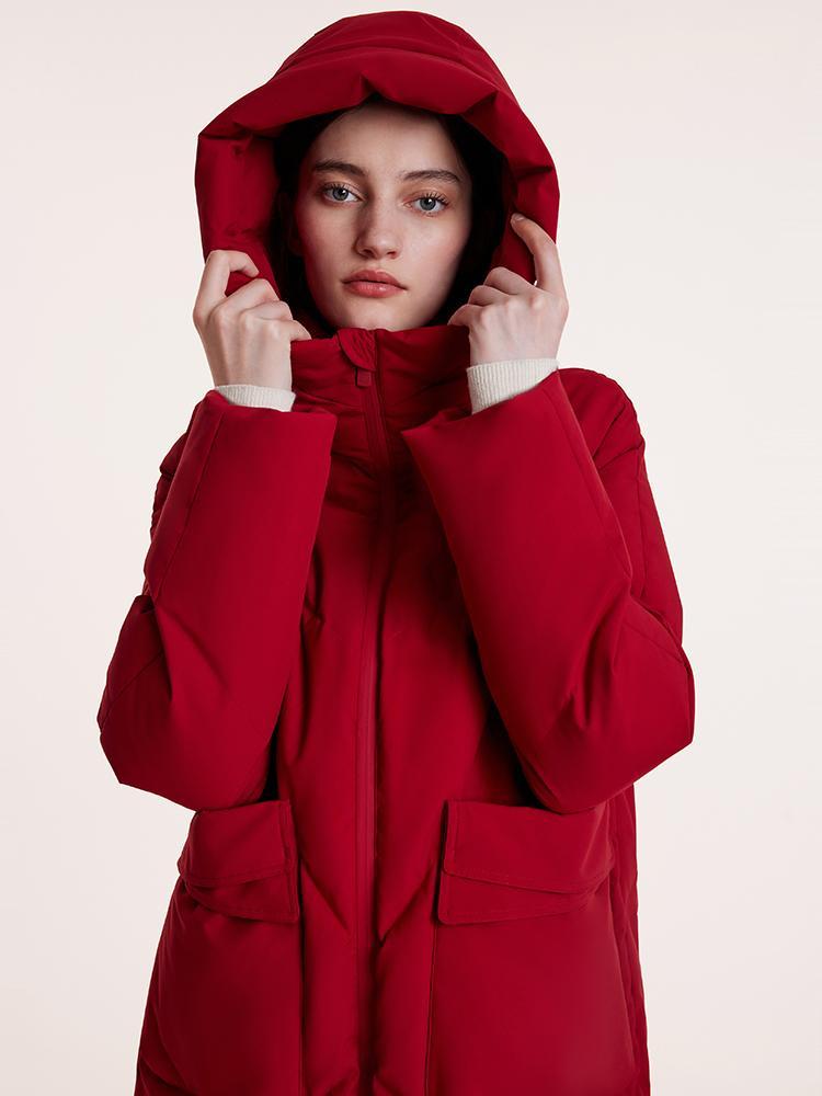 Mid-Length Hooded Stand Collar Goose Down Garment GOELIA