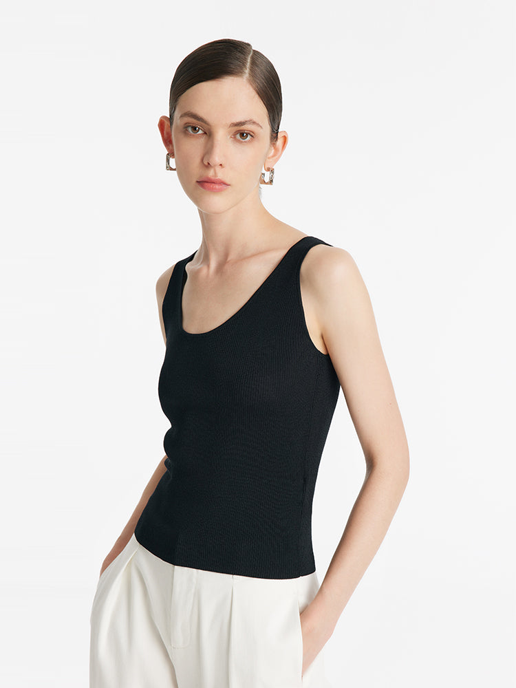 Acetate Round Neck Women Knitted Vest GOELIA