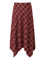 Plaid Asymmetrical Hem Women Skirt With Triangle Scarf GOELIA