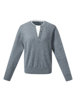 100% Wool Faux Two-Piece Women Sweater GOELIA