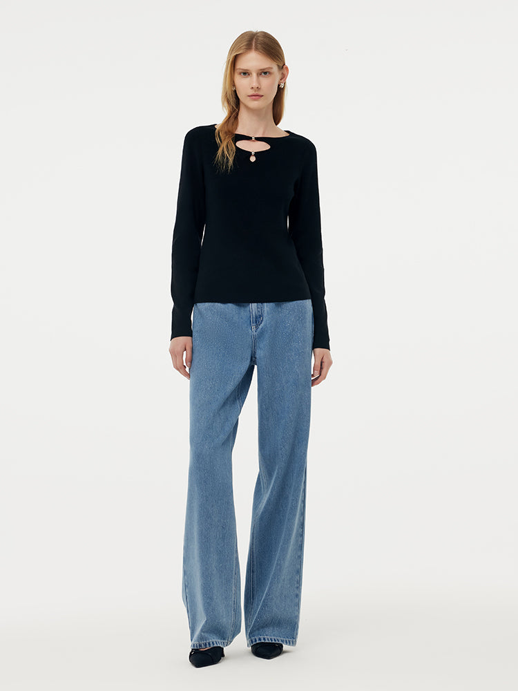 Tencel Cutout Women Knit Top GOELIA