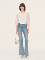 Tencel Blend 3/4 Sleeve Women H-Line Blouse GOELIA