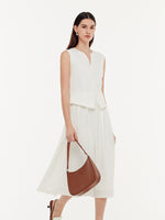 Acetate Faux Two-Piece Women Sleeveless Midi Dress GOELIA