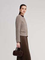 Alpaca Wool Blend Round Neck Women Jacket GOELIA