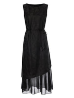 19MM Gambiered Canton Gauze Kapok Jacquard Women Sleeveless Maxi Dress GOELIA