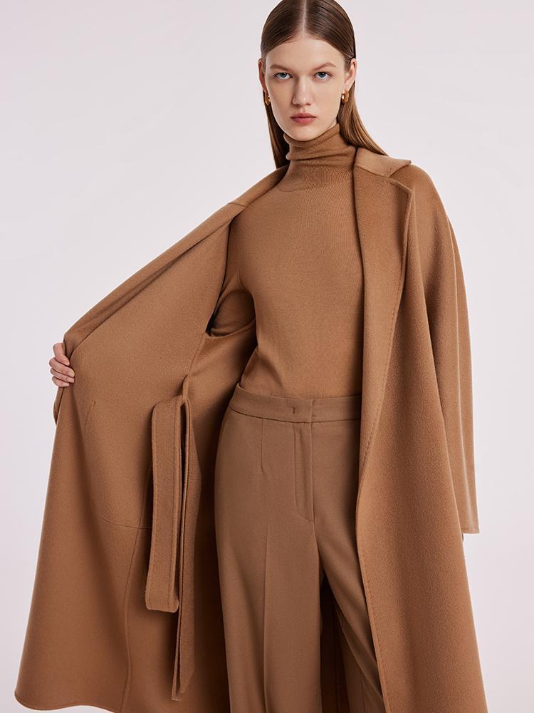 Pure Cashmere Tie-up Women Coat GOELIA