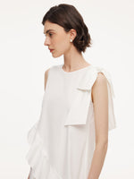 Ruffle Sleeveless Women Midi Dress With Detachable Bowknot GOELIA