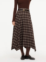 A-Line Plaid Women Skirt With Belt GOELIA
