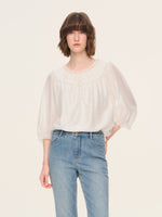 Tencel Blend 3/4 Sleeve Women H-Line Blouse GOELIA