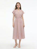 Tencel Linen Blend Cap Sleeve Women Maxi Dress GOELIA