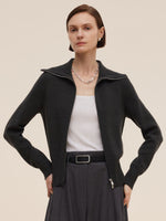 Tencel Wool Blend Zip-Up Women Cardigan GOELIA