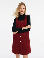 Slim Sweater And Tweed Vest Dress Two-Piece Set GOELIA