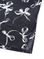 [Preview] Ribbon Print Tie Front Women Ruffle Blouse GOELIA