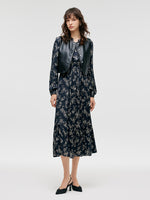 Eco-Friendly Fur Vest And Floral Print Dress Two-Piece Set GOELIA