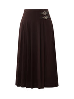 Dual-Buckle A-Line Women Pleated Skirt GOELIA