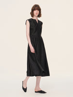 18MM Gambiered Canton Gauze Women Cap Sleeve Maxi Dress GOELIA