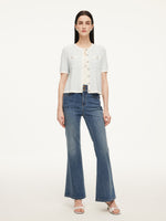 Tencel Blend Contrast Trim Women Textured Cardigan GOELIA
