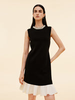 Tencel Blend Beaded Neck Women Sleeveless Knit Mini Dress GOELIA