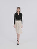 V-Neck Slim Knit Top And Half Skirt Vintage Two-Piece Set With Leather Belt