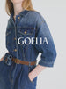 Robe en jean style chemise avec ceinture et sac banane