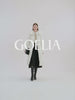 Gathered Waist Long Goose Down Garment With Faux-Fur Collar