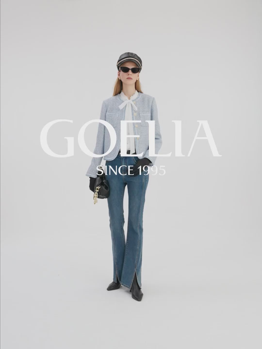 Solid Color Round Neck Long Sleeve Single-Breasted Jacket And Fish Tail Midi Skirt