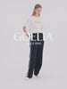 Contrast Trim Straight Women Pants With Elastic Waistband