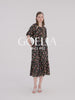 16 Momme Mulberry Silk Cut-Out Rose Printed Women Midi Dress