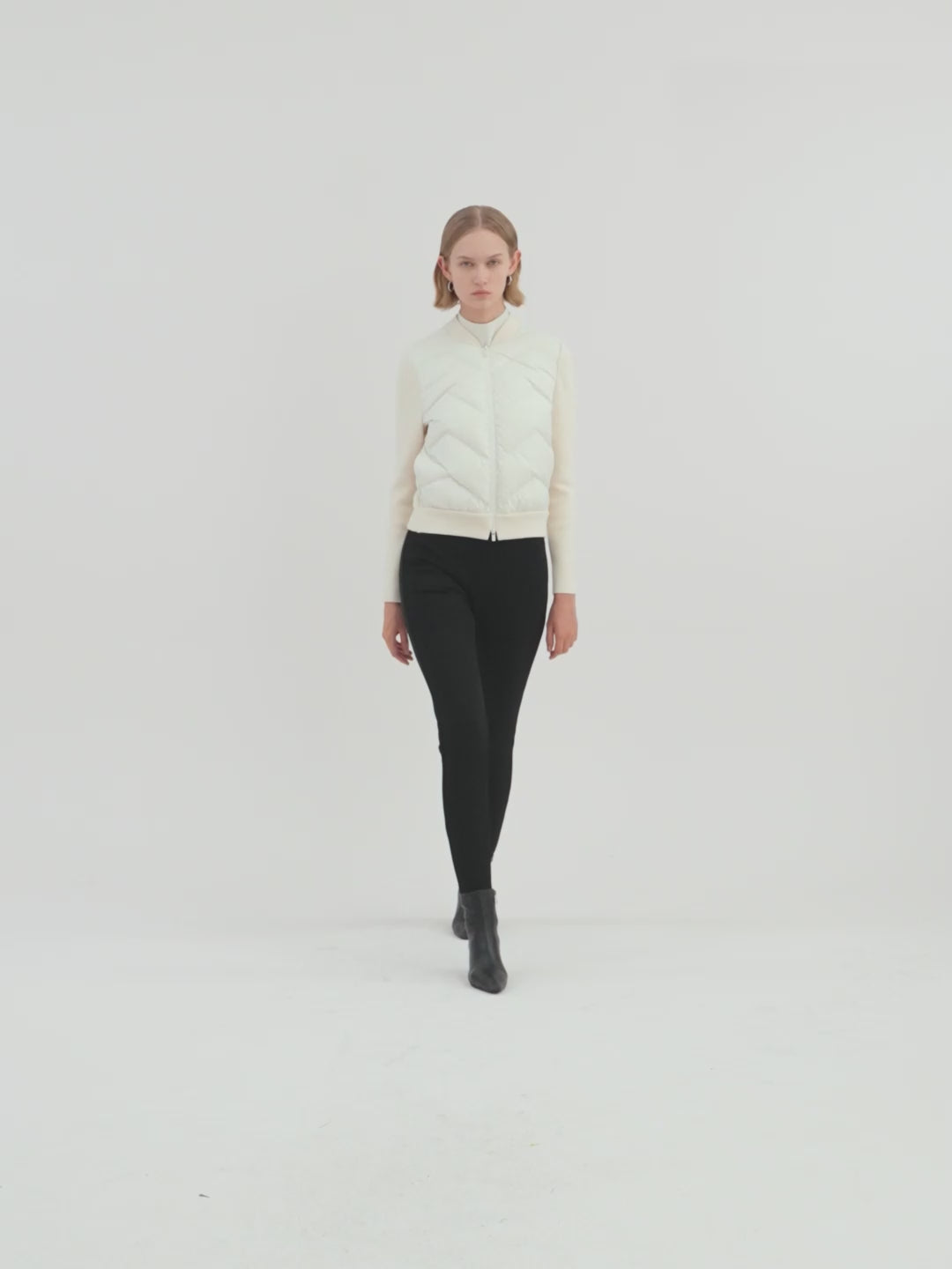 Easy Care Wool Patchwork Cropped Goose Down Garment