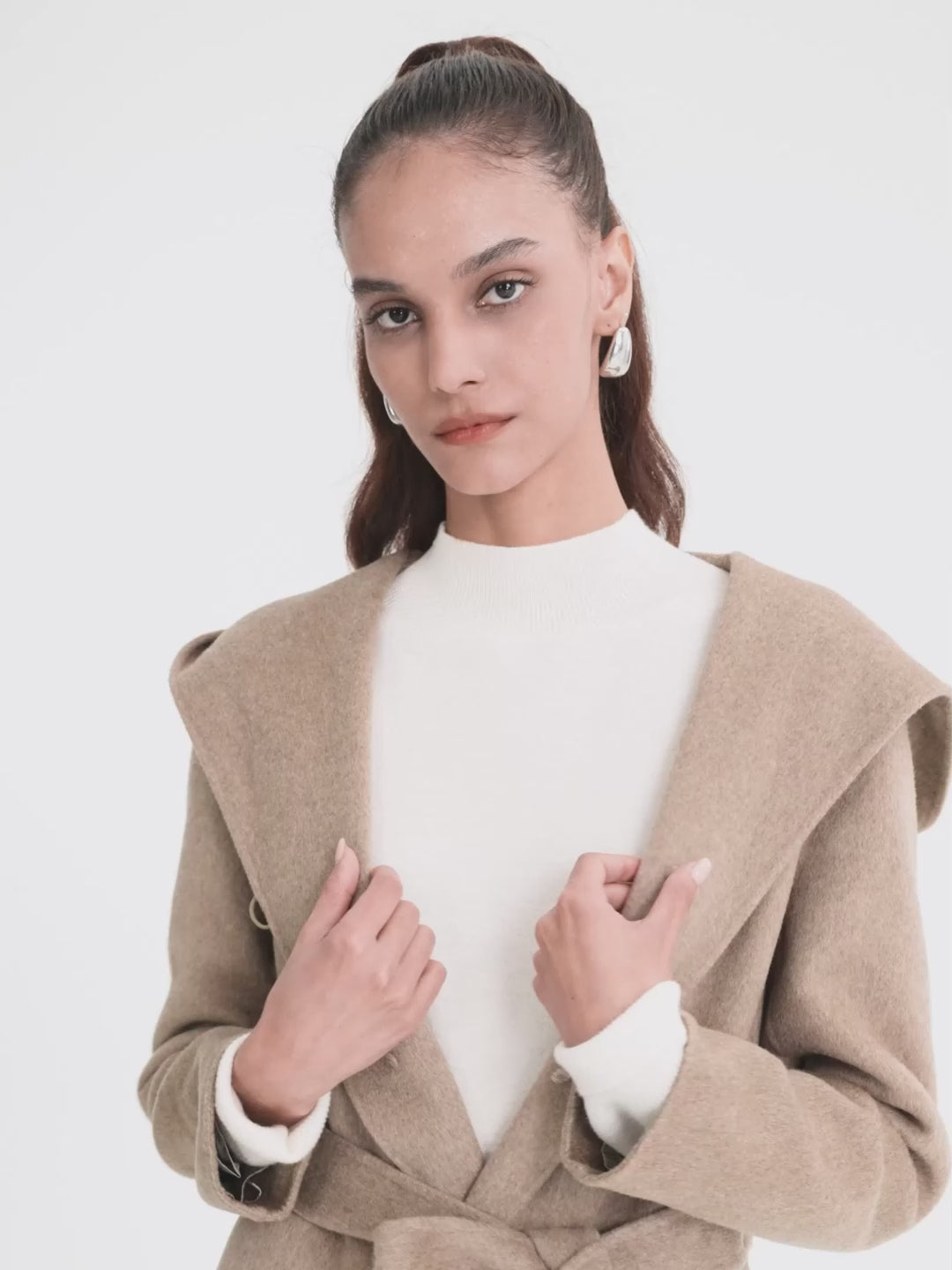 Detachable Fox Fur Vest And Cashmere Coat Two-Piece Set