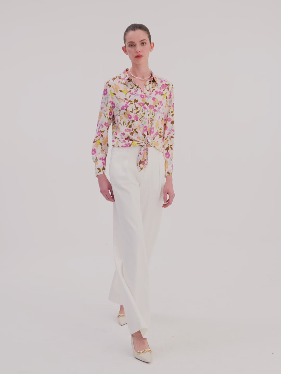 19 Momme Mulberry Silk Floral Printed Women Shirt