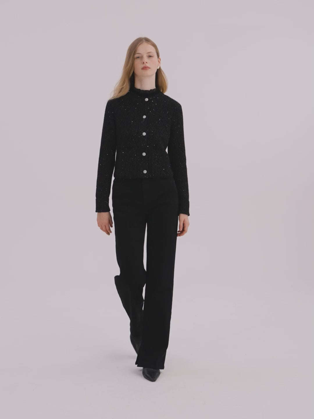 Cardigan en laine à paillettes noir