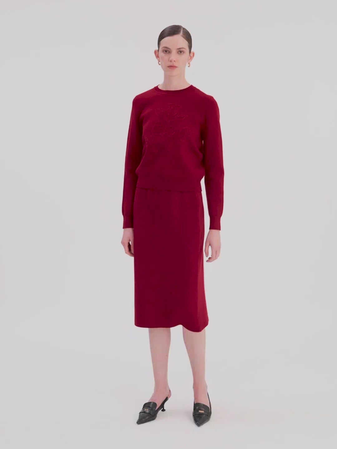 Tencel Wool Blend Sweater And Half Skirt Two-Piece Set