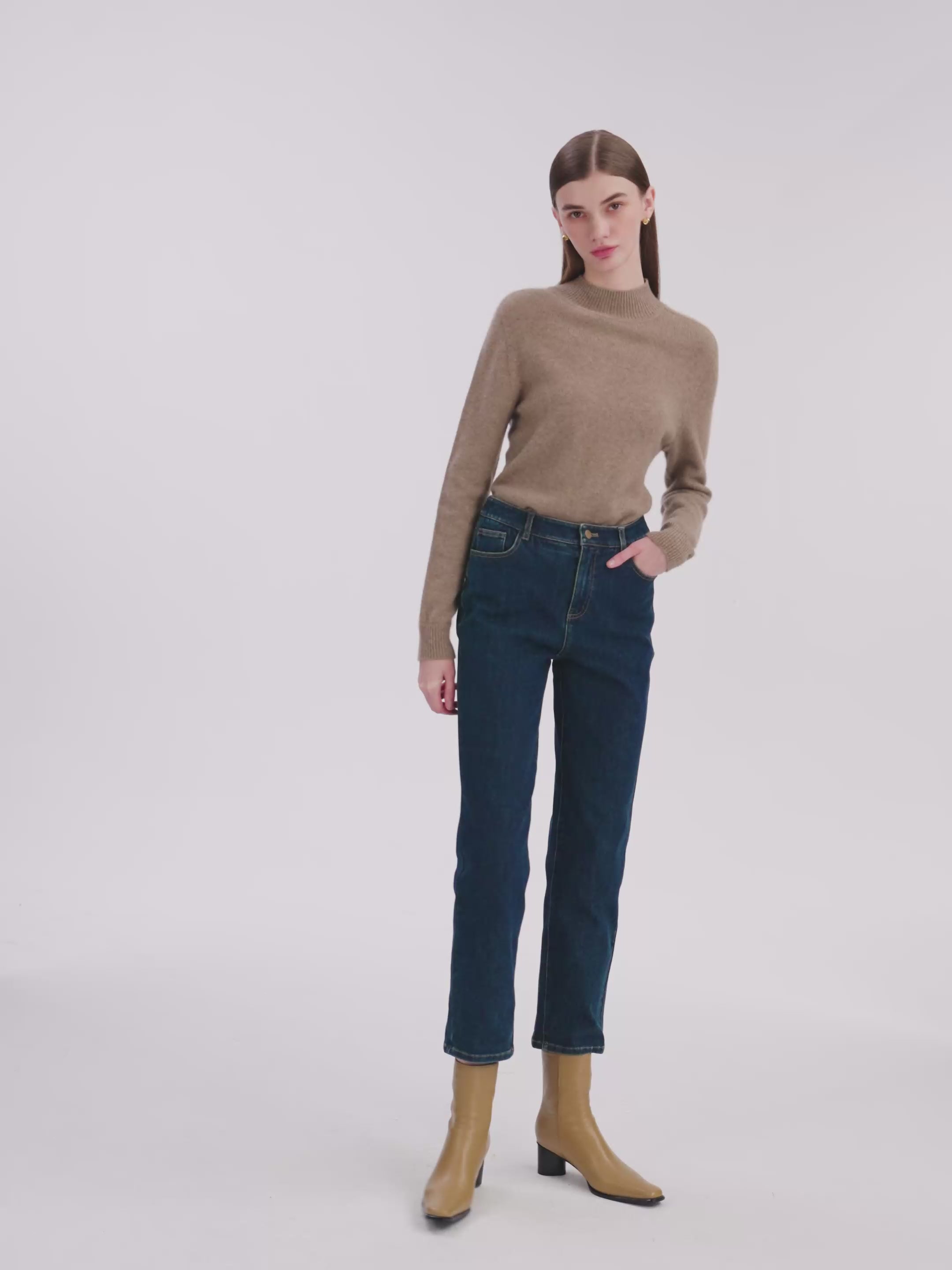 Knöchellange Tapered-Jeans für Damen aus Baumwolle