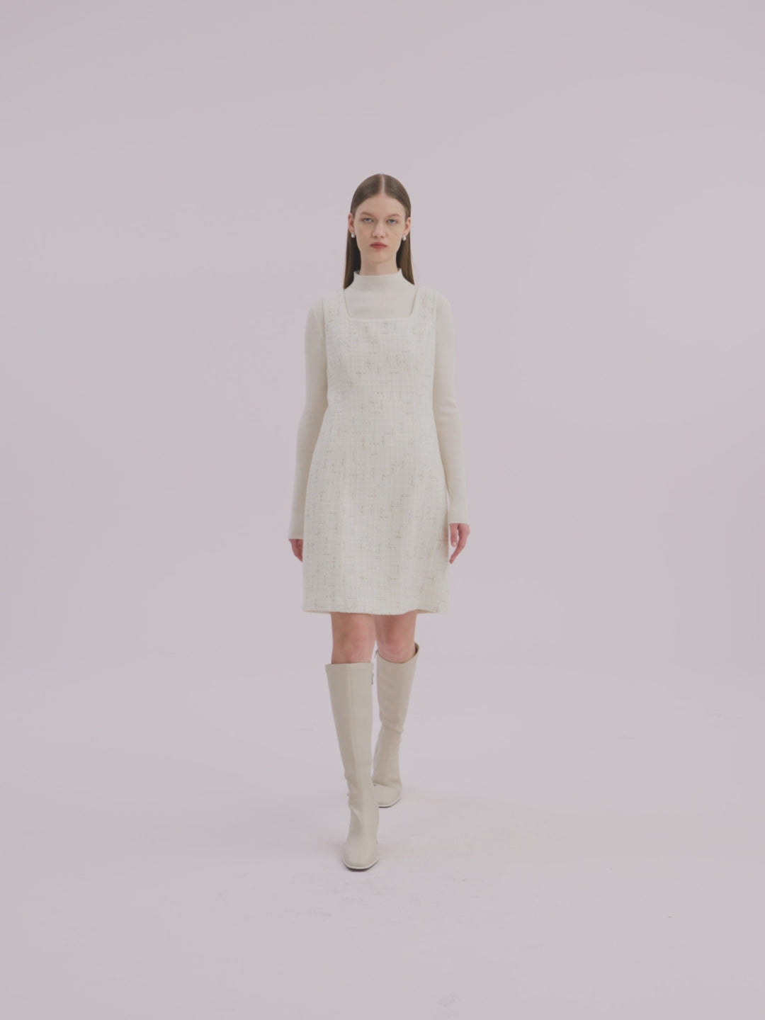 A-Line Sleeveless Tweed Dress