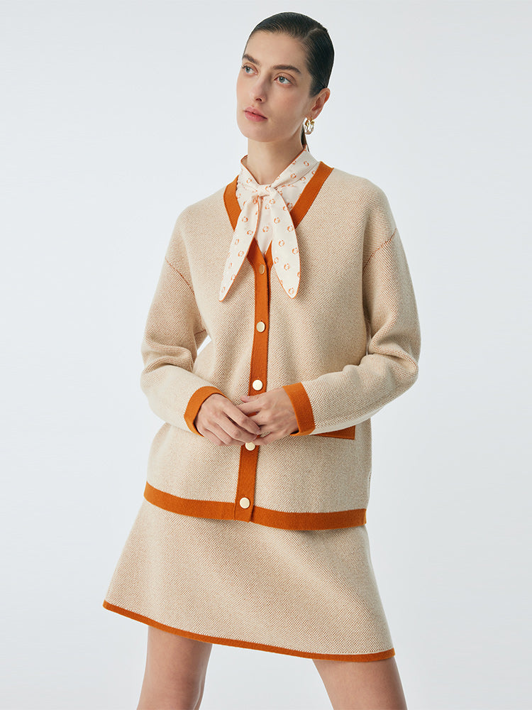 Orange&Beige Color Block Woven Suit GOELIA