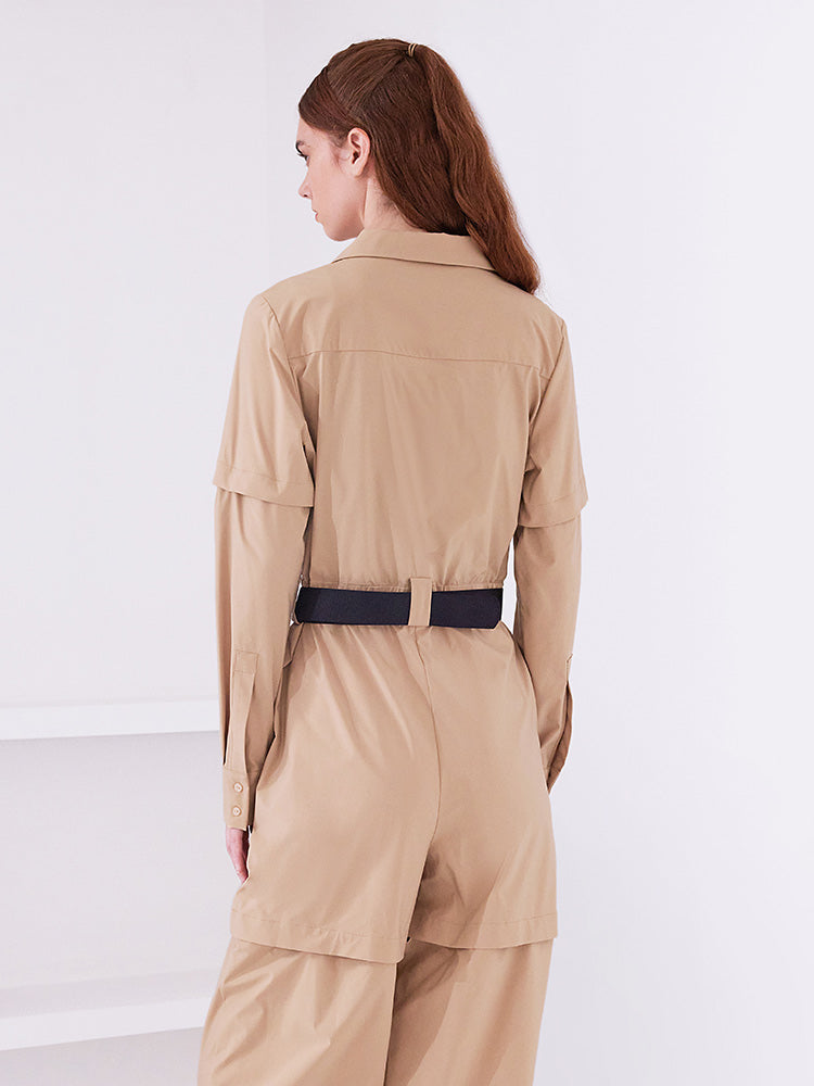 Khaki Detachable Stretchy Jumpsuit GOELIA