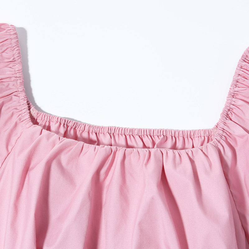 Pink Bowknot Pleated Princess Sleeve Blouse GOELIA