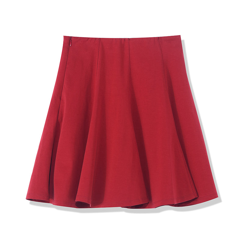Chili Red Woven Mini Skirt GOELIA