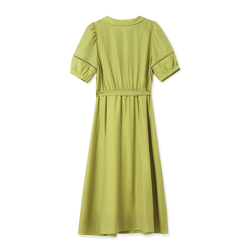 Green Acetate Waist-skimming Dress GOELIA