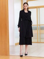 Black Triacetate Lace-up Trench Coat GOELIA