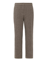 Coffee Brown Washable Wool Tapered Trousers GOELIA