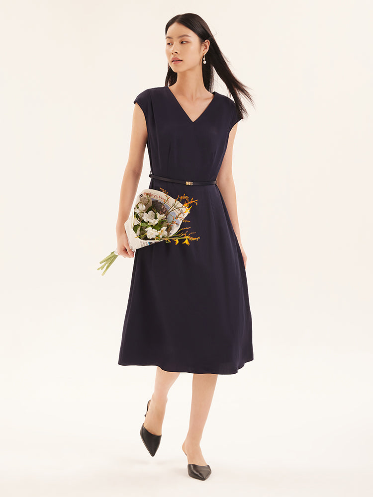 V-neck Tencel Dress GOELIA