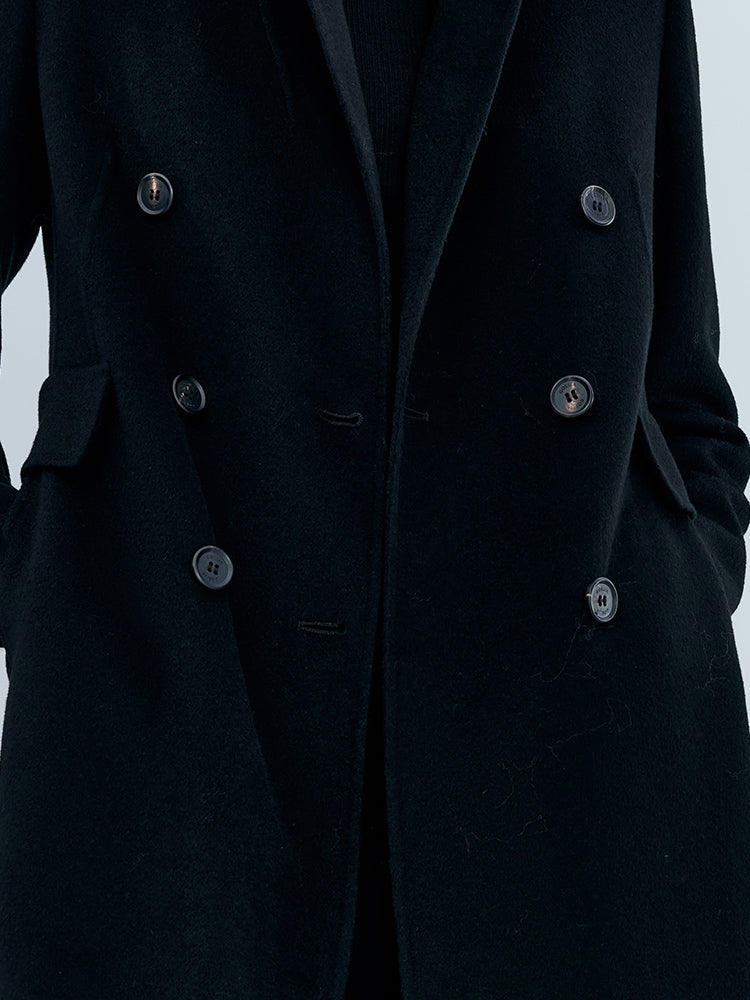 Double-Breasted Cashmere Double Woolen Coat GOELIA