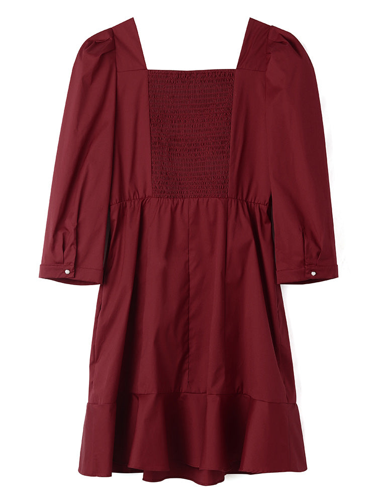 Chili Red Half-sleeve Dress GOELIA