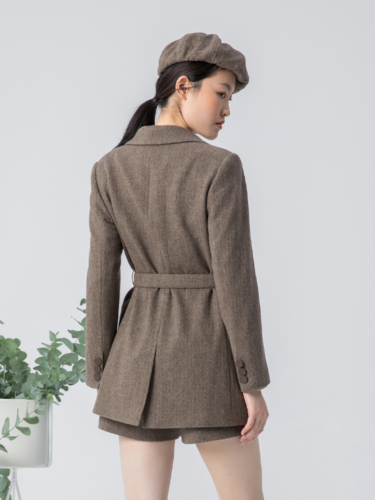 Brown Washable Woolen Blazer GOELIA